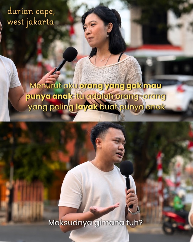 Street interview: a woman says people who don't want kids are the ones most fit to have them